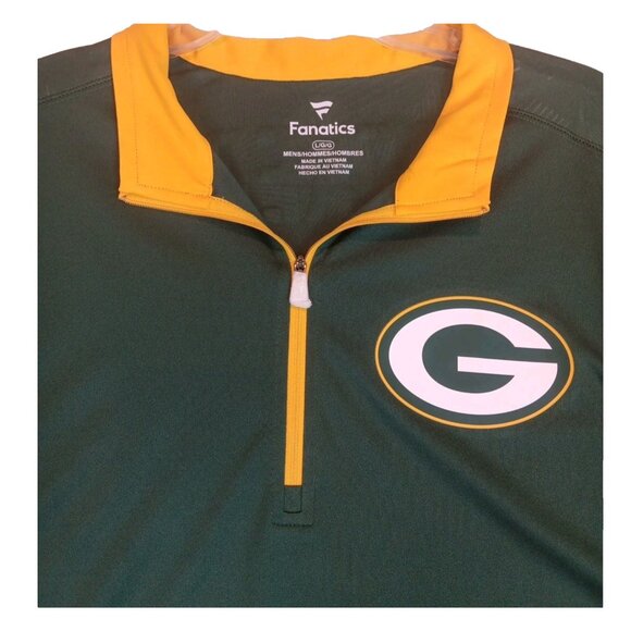 Green Bay Packers Men's Large 1/4 Zip Long Sleeve Sports Shirt in Green & Yellow - Picture 3 of 8